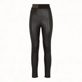 芬迪/Fendi 紧身裤_黑色皮革长裤 FPP755 VQP F0GME