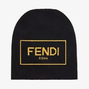 芬迪/Fendi 黑色羊绒和羊毛帽 FXQ107-ADRQ-F0748