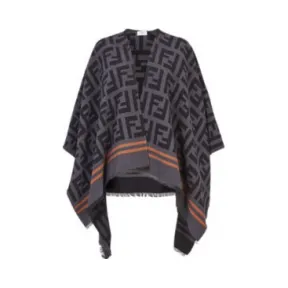 芬迪/Fendi 真丝羊毛黑色外套式斗篷-FENDI芬迪官网 FXX636A3Q1F0QA1-8055512808998