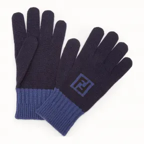 芬迪/Fendi 手套_蓝色羊毛和羊绒手套 FXY010 A3H HF0QA2