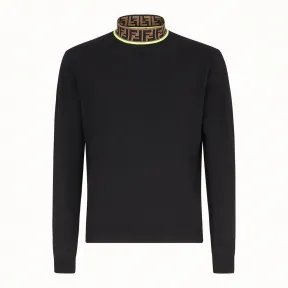 芬迪/Fendi 高翻领毛衣_黑色羊毛毛衣 FZZ411 A4G CF074A