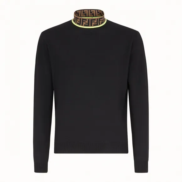 芬迪/Fendi 高翻领毛衣_黑色羊毛毛衣 FZZ411 A4G CF074A