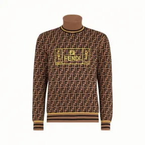芬迪/Fendi 高翻领毛衣_棕色布料毛衣 FZZ482 A8B JF0WF0