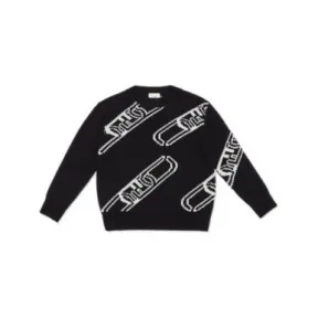 芬迪/Fendi 儿童毛衣 - O’Lock图案黑色和白色羊毛毛衣 JMG093ALNVF0GME