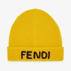 芬迪/Fendi 咖喱黄羊毛儿童帽子 JUP027-AFOK-F0QF1