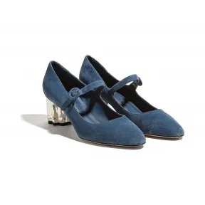 菲拉格慕/Salvatore Ferragamo 多刻面花朵造型鞋跟玛丽珍鞋 01Q032_715400