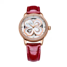 飞亚达/Fiyta 四叶草系列 玫瑰金色、精钢 34.6MM 自动机械机芯 女表 LA862003.PWRD