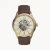 化石/Fossil 48MM Flynn Automatic Brown Leather Watch BQ2382