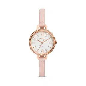 化石/Fossil Annette 三指针胭红色真皮腕表 ES4402