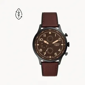 化石/Fossil Retro Pilot Chronograph Dark Brown Leather Watch FS5833