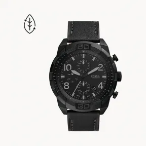 化石/Fossil Bronson Chronograph Black Eco Leather Watch FS5874