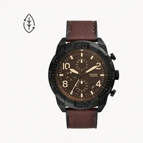 化石/Fossil Bronson Chronograph Dark Brown Eco Leather Watch FS5875