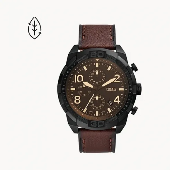 化石/Fossil Bronson Chronograph Dark Brown Eco Leather Watch FS5875