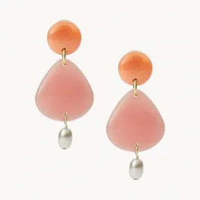 化石/Fossil Drew Joyful Expression Orange and Pink Resin Drop Earrings JA7116710
