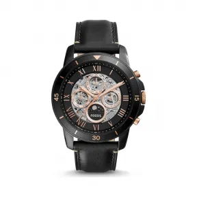 化石/Fossil Grant Sport 黑色皮革表带自动机械表 ME3138