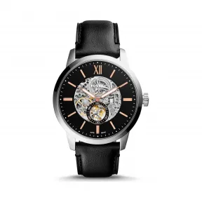 化石/Fossil Townsman 48 MM黑色真皮表带自动表 ME3153