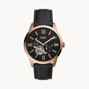 化石/Fossil Townsman Automatic Black Leather Watch ME3170