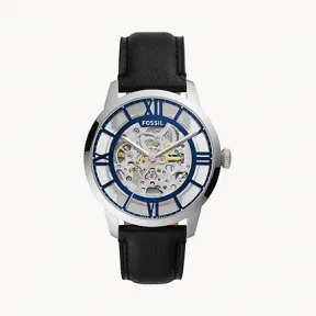 化石/Fossil 44MM Townsman Automatic Black Leather Watch ME3200