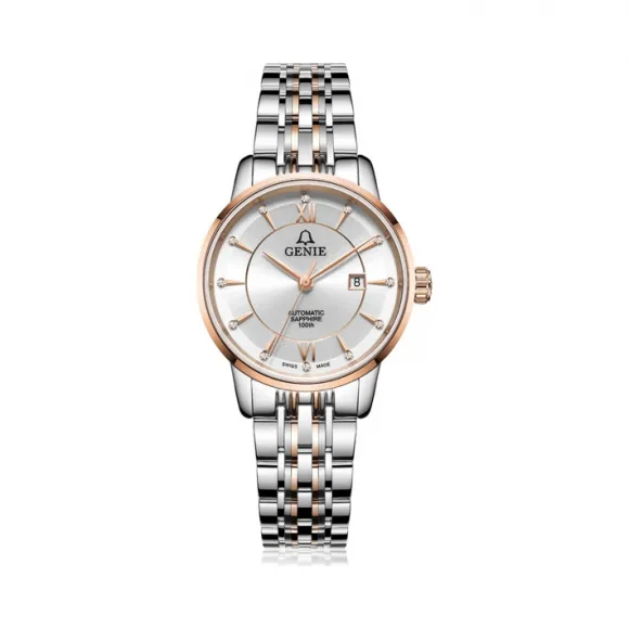 爵尼/Genie 百年时光系列 316L精钢 29mm 自动机械机芯 女表 GNQ-T1856L-ARW