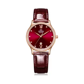 爵尼/Genie 菲尚系列 316L精钢 32mm 石英机芯 女表 GNQ-T2028L-DRR