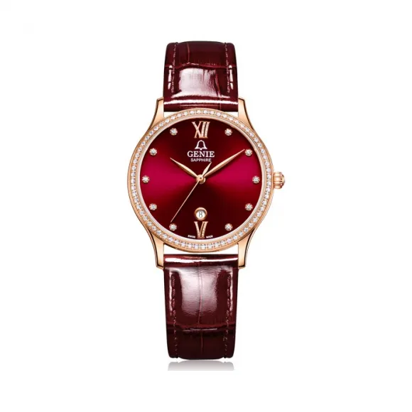 爵尼/Genie 菲尚系列 316L精钢 32mm 石英机芯 女表 GNQ-T2028L-DRR