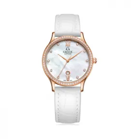 爵尼/Genie 菲尚系列 316L精钢 32mm 石英机芯 女表 GNQ-T2028L-DRW