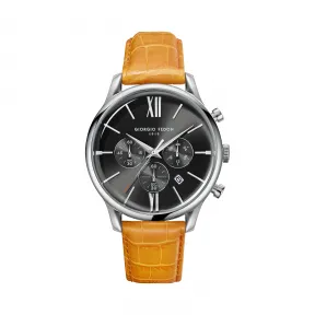 乔治菲登GF1919手表男 魔术师系列进口石英表日历计时简约时尚防水皮带腕表 橙色皮带黑盘GFCB001