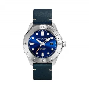 乔治菲登GF1919手表男 逐鲸人系列自动机械水鬼潜水腕表 皮带蓝盘GFCJ003
