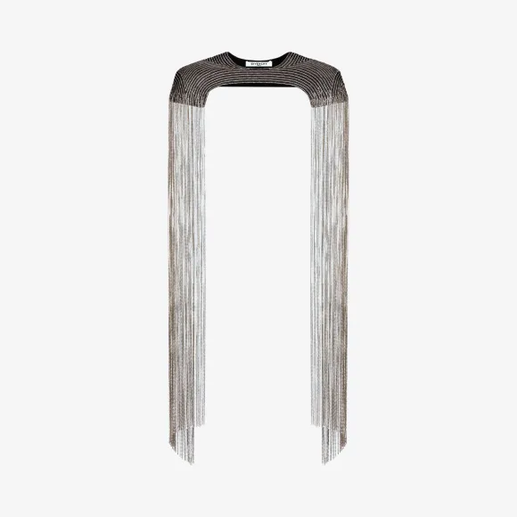 纪梵希/Givenchy 女士 饰流苏水晶刺绣迷你斗篷 BWZ01410F4-001