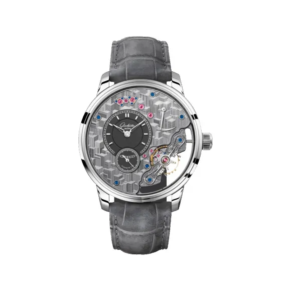 格拉苏蒂/Glashutte Original 偏心系列 偏心机芯倒置 1-66-12-01-03-62 42.00 MM 18K铂金 手动机械机芯 男表