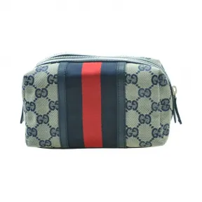 古驰/Gucci 蓝色 帆布  化妆包 256636-F4CRG-4080