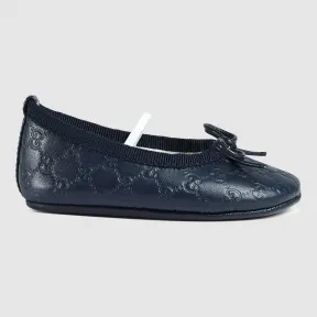 古驰/Gucci 儿童迷你guccisima真皮平底芭蕾舞鞋 340766 BKQ30 4070