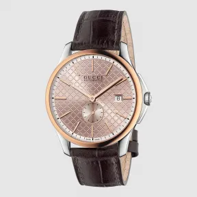 古驰/Gucci G-timeless 大号18K玫瑰金鳄鱼皮腕表 361110 I18L0 8599