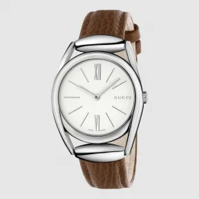 古驰/Gucci Horsebit中号精钢和皮质腕表 399350 I18A0 8507