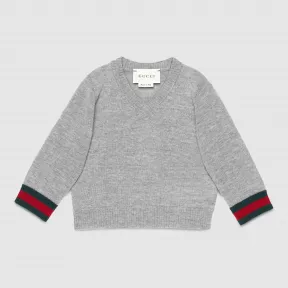 古驰/Gucci 婴儿美利奴羊毛织带V领毛衣 418776 X1284 1676