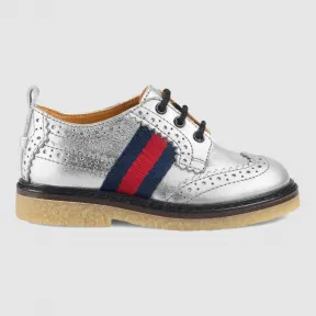 古驰/Gucci 儿童织带装饰真皮拷花鞋 433129 BMPH0 8165
