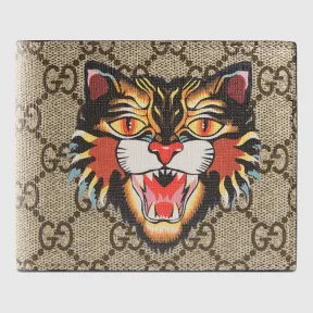 古驰/Gucci 愤怒猫印花GG Supreme高级人造帆布皮夹 451270 9A91N 8666