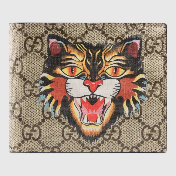 古驰/Gucci 愤怒猫印花GG Supreme高级人造帆布皮夹 451270 9A91N 8666