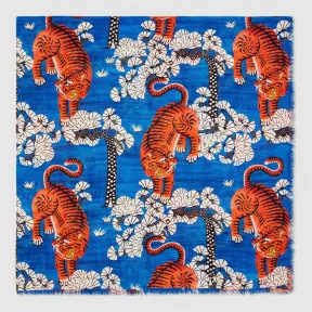 古驰/Gucci Gucci孟加拉虎莫代尔真丝披肩 451304 4G865 4376