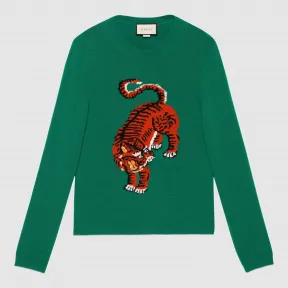 古驰/Gucci 老虎嵌花羊毛毛衣 451710 X1404 3234