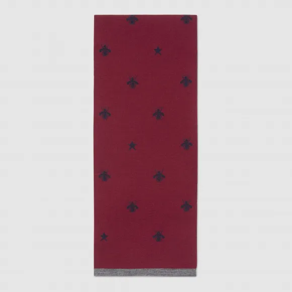 古驰/Gucci 蜜蜂和星星羊毛围巾 452332 4G206 6168