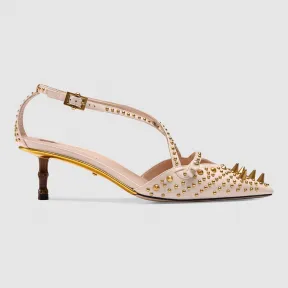 古驰/Gucci 饰钉真皮中跟浅口鞋 452865 C9D00 9022