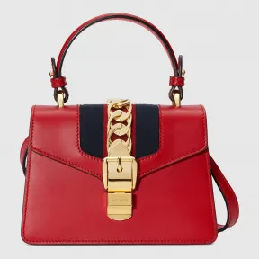 古驰/Gucci Sylvie 系列皮革迷你手袋 470270 D4ZAG 8457