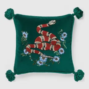 古驰/Gucci 珊瑚蛇图案刺绣天鹅绒靠垫 482726 ZAF08 3608