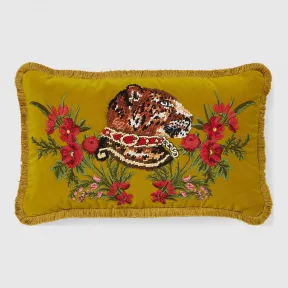 古驰/Gucci 美洲豹图案刺绣天鹅绒靠垫 482735 ZAF14 3562