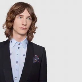 古驰/Gucci 蜜蜂印花真丝口袋方巾 497910_4G001_4000