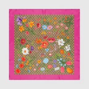 古驰/Gucci GG花卉印花真丝方巾 551266-3G001-9772