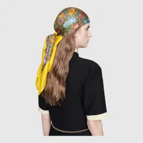 古驰/Gucci GG花卉印花真丝方巾 551266 3G001 9775