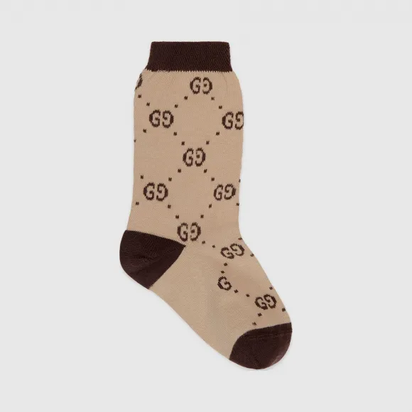 古驰/Gucci 儿童GG图案棉短袜 557013-4K432-9764