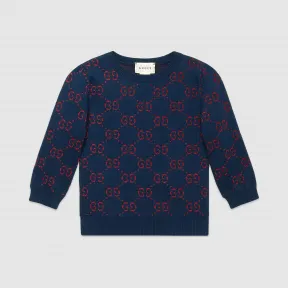 古驰/Gucci 儿童 GG 棉质金银丝线毛衣 571723-XKAEF-4621